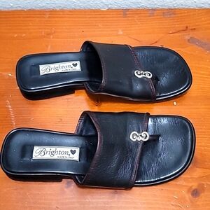 BRIGHTON LIV WOMEN'S LEATHER SANDAL IN BLACK/BROWN SIZE 8